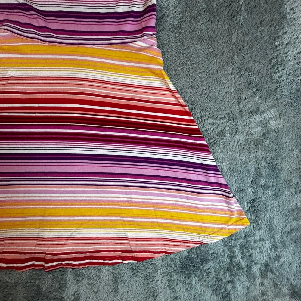 The Childrens Place Girls Striped Skater Dress Pink Red Yellow Size L 10/12